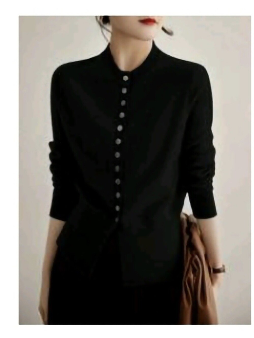 Classic Black Button-Front Women's Top